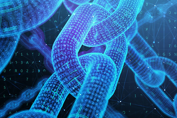 Abstract blue chain blockchain
