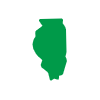 Green illustrated image of the state of Illinois