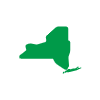 Green illustrated image of the state of New York
