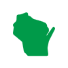 Green illustrated image of the state of Wisconsin