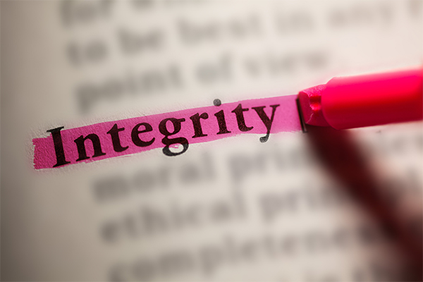 the word integrity being highlighted