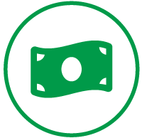 bill of money waving in the air