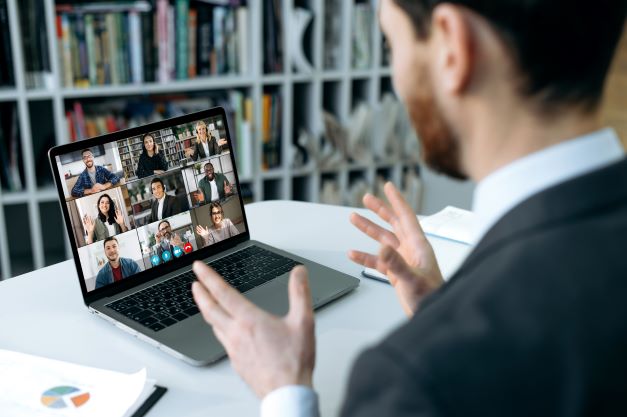 man speaking on a video call