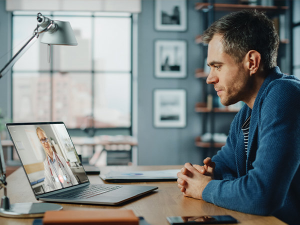 Man having telehealth visit.